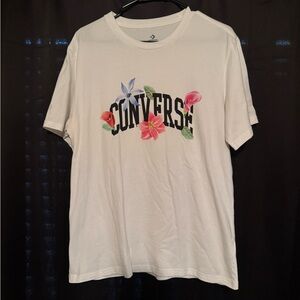 Converse White Tee with Floral Design